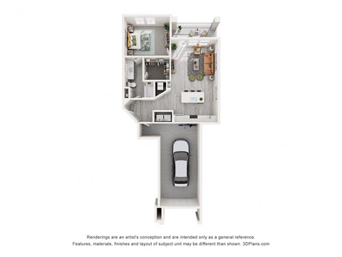 Floor plan for 1 bed, 1 bath, 862 sqft